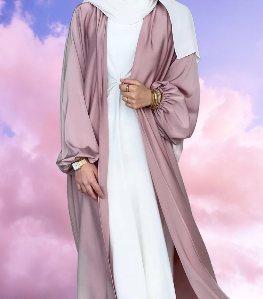 Luxury Satin Front Open Abaya