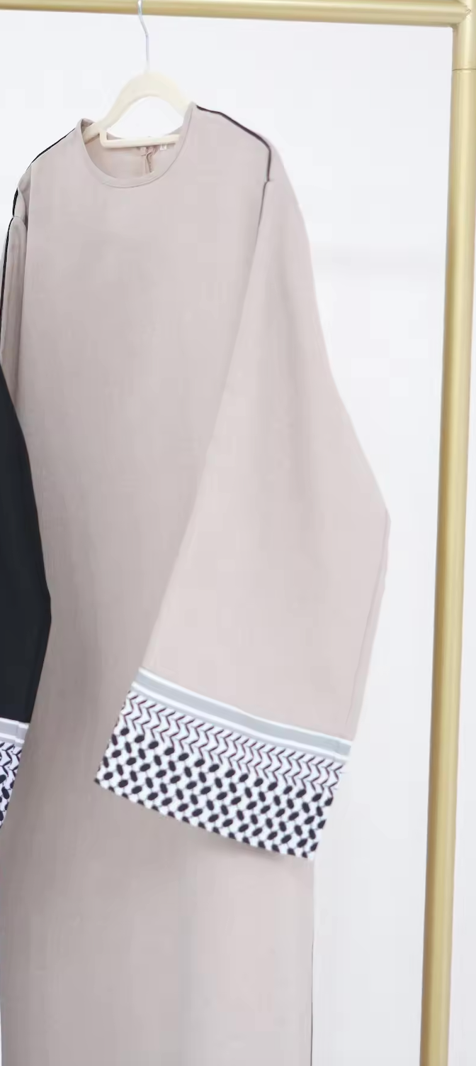 Beige Embroidery Closed abaya