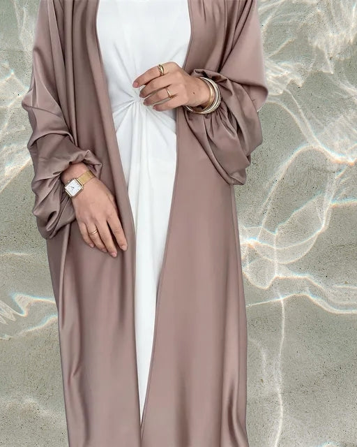 Luxury Satin Front Open Abaya