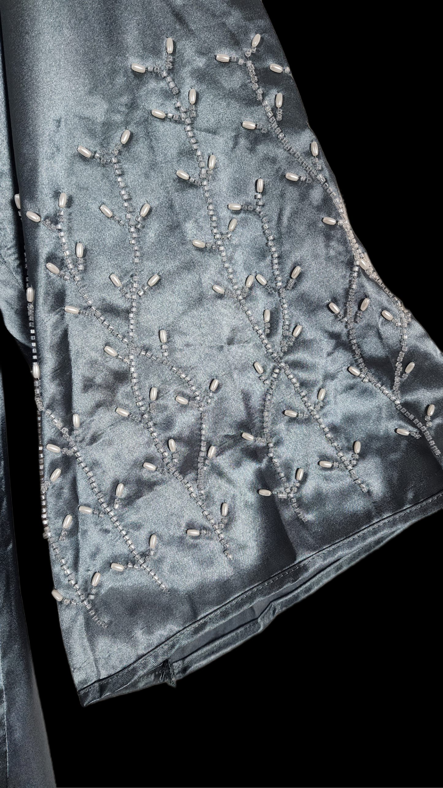 NEW Dubai Style Satin Luxury Open Abaya With Handmade Beads